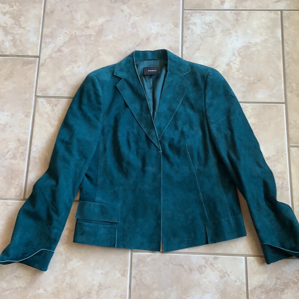 Akris Goat Skin Leather Jacket (Teal) - Picture 16 of 16